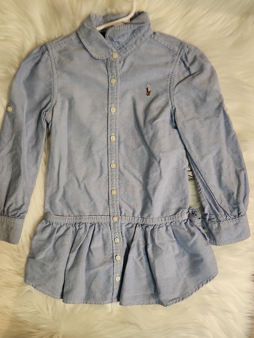 Ralph Lauren Light Blue Peplum Button-Down Dress - Girls Size 4t